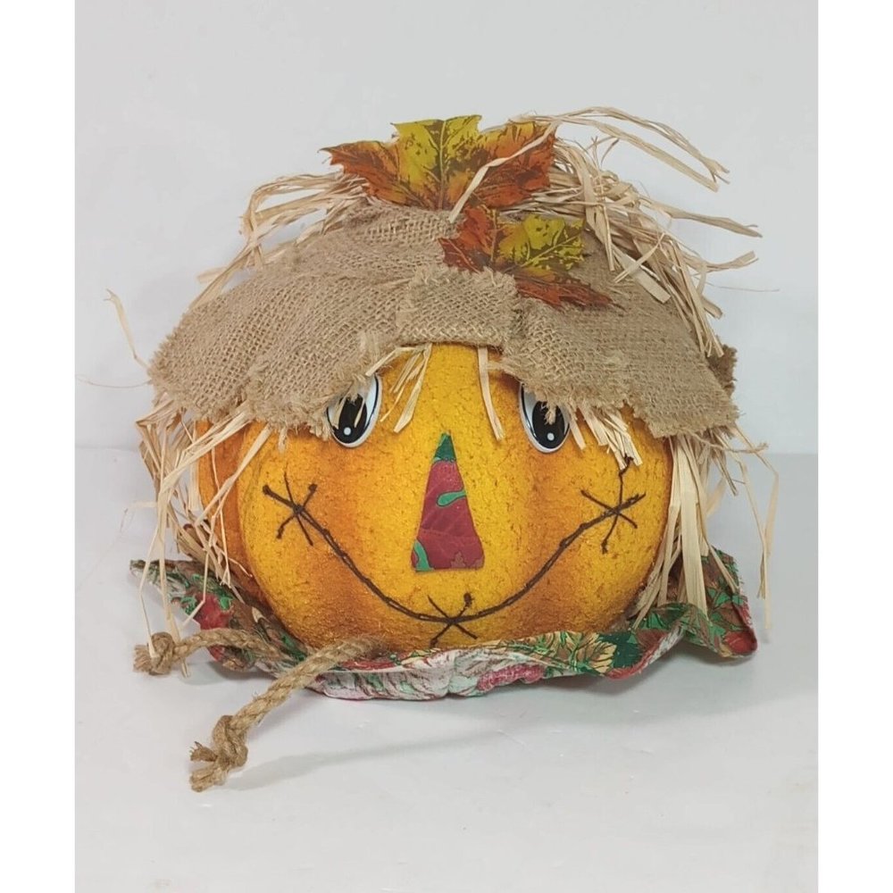 Vintage Trend master Pumpkin JACK-O-LANTERN Halloween Fall Scarecrow Head